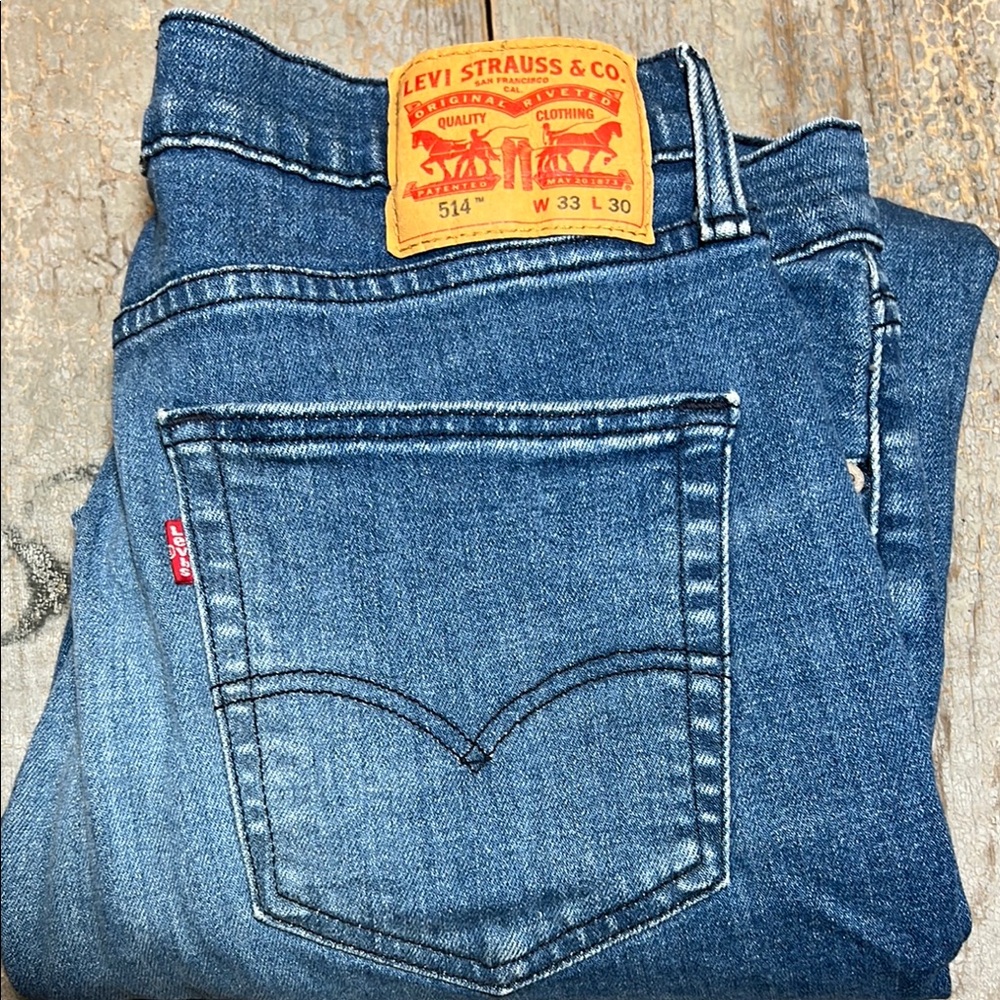 Levi's Blue Slim Straight Jeans Classic Style 514 Mens 33 x 30